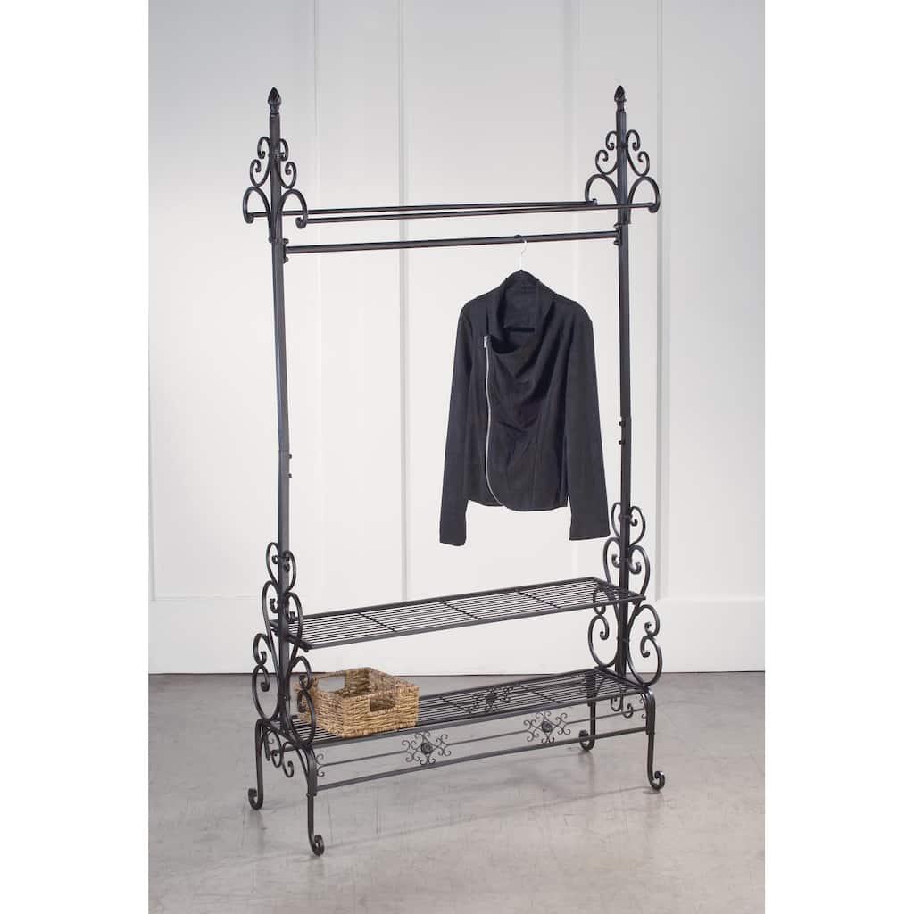 Dark Brown Metal Garment Floor Rack