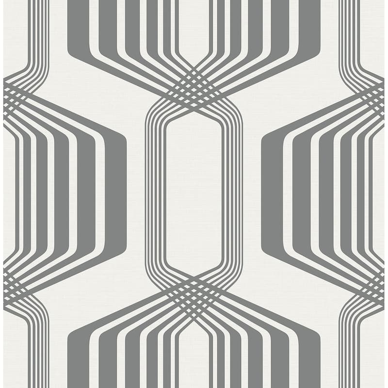 NextWall Striped Geo Peel and Stick Wallpaper - 20.5 in. W x 18 ft. L - Metallic Silver