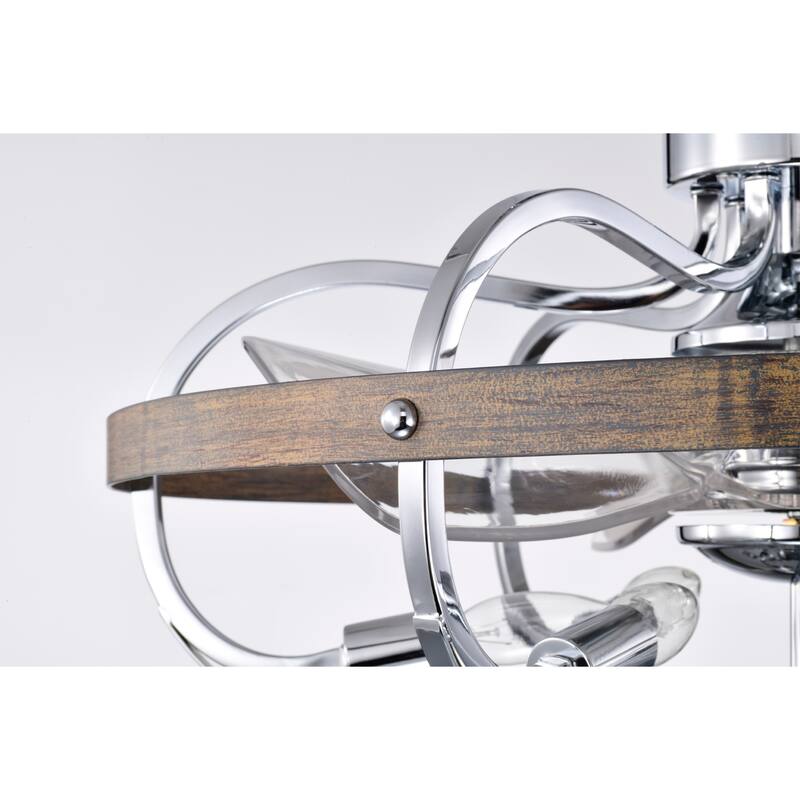 Davina 24 Inch Chrome Polish finish 6 Light, 3 Blade Ceiling Fandelier with Remote