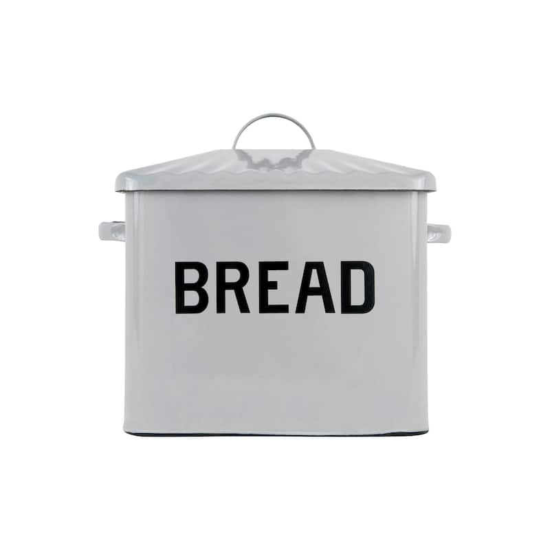 Enameled Metal Bread Box with "Bread" Message