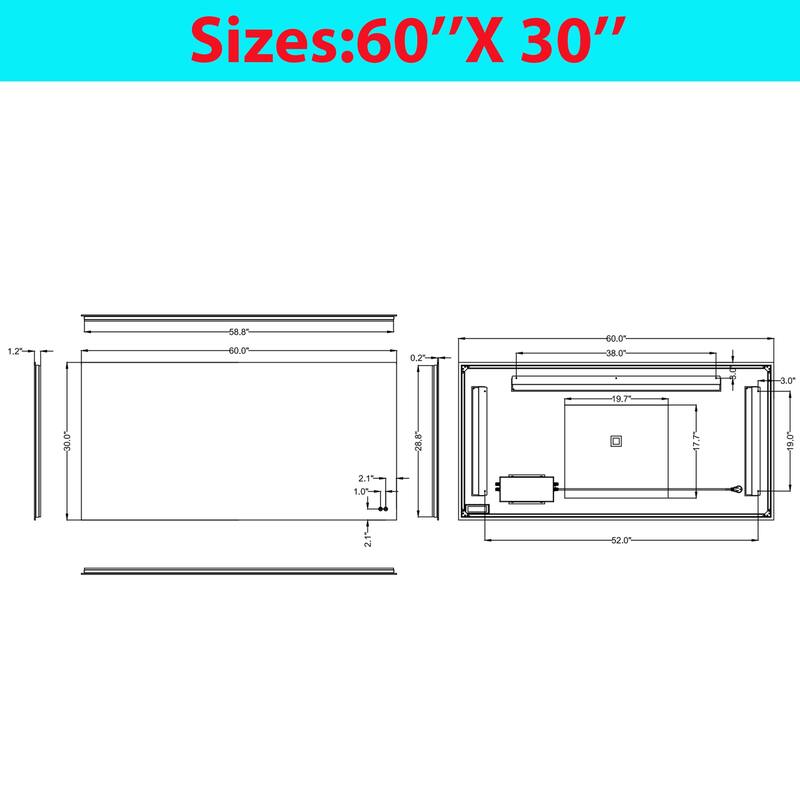 CB HOME LED Bathroom Mirror, Lighted Wall Mounted Vanity Mirror, Anti-fog, Backlit, Dimmable, Frameless, Horizontally/Vertically