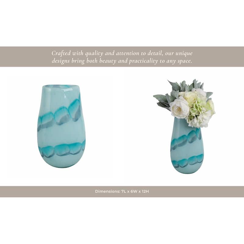 Glass Vases Coastal Style with Sculpted Detailing and Swirl Design