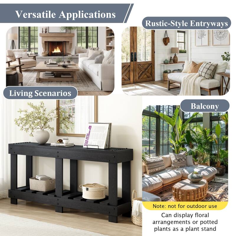 62.9" Entryway Table Console Table with Metal Rivet and Shelf