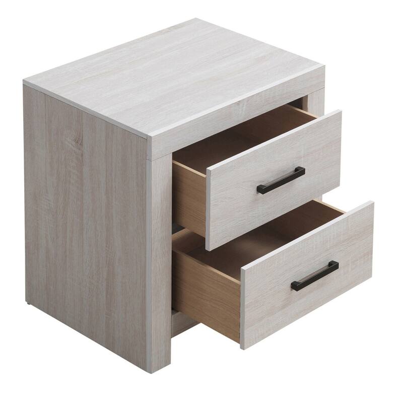 White 2 Drawer 21.75 in. W Nightstand with Sturdy Drawer Pulls