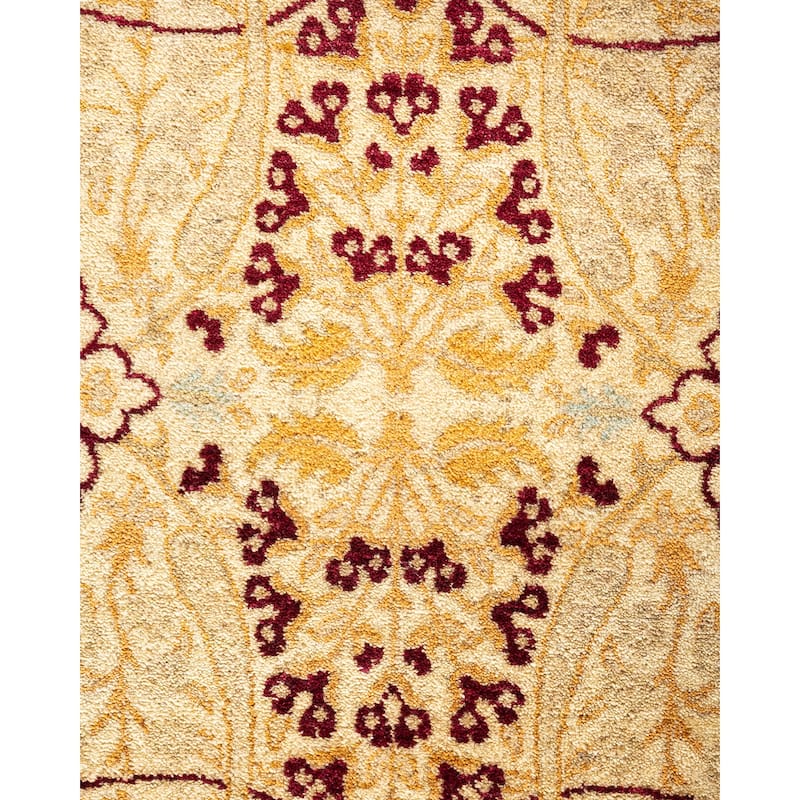 Overton Hand Knotted Wool Vintage Inspired Traditional Mogul Ivory Runner Rug