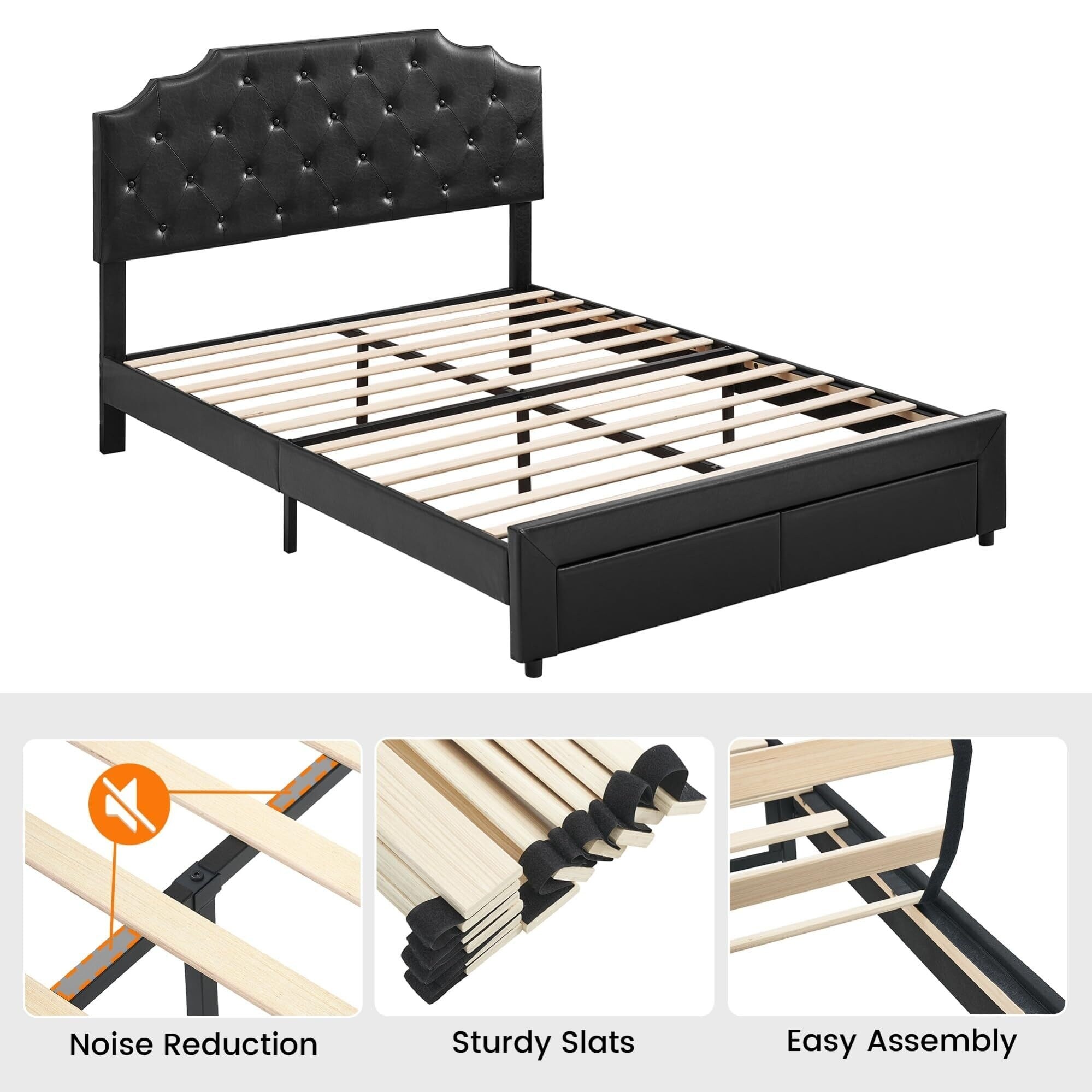 家具 DOUBLE BED FRAME Bed Frame with 2 Storage Drawers - Bed Bath & Beyond - 40472889