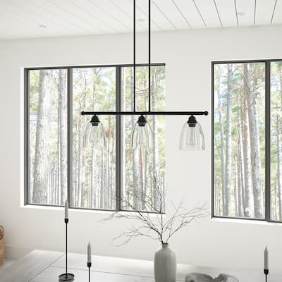 Modern Black 3-Light Glass Style Kitchen Island Pendant