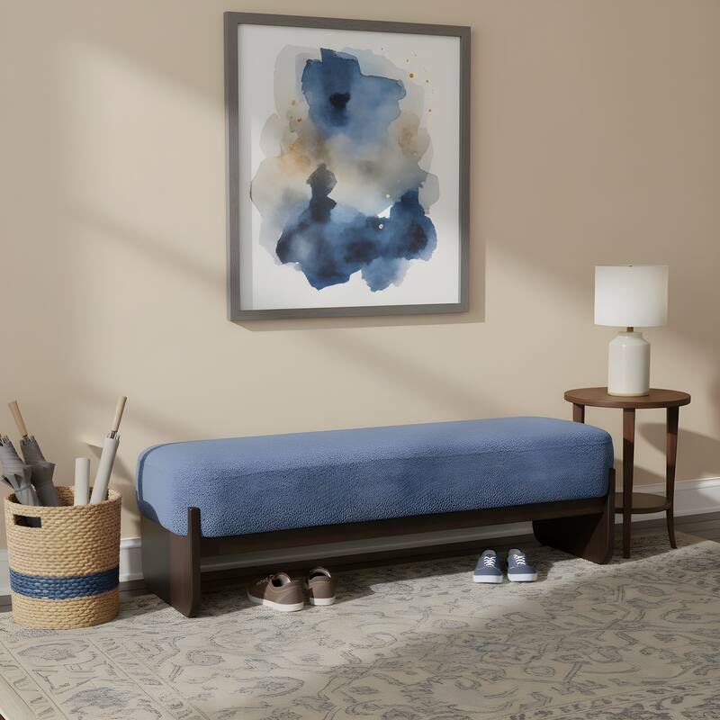 Christopher Knight Home - Havenport Modern Upholstered Bench with Textured Loop Yarn Fabric - Blue