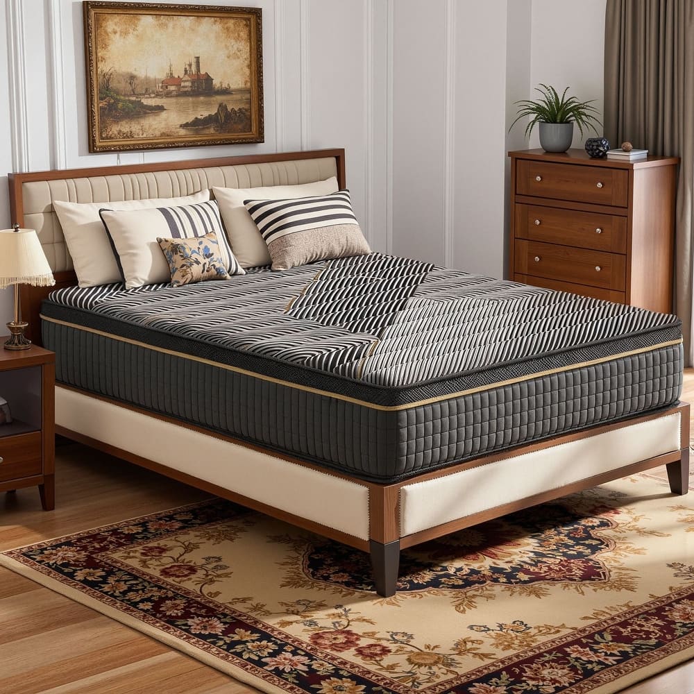 Meyreso 12-inch Hybrid Mattress with Memory Foam Comfort & Individually Wrapped Coils