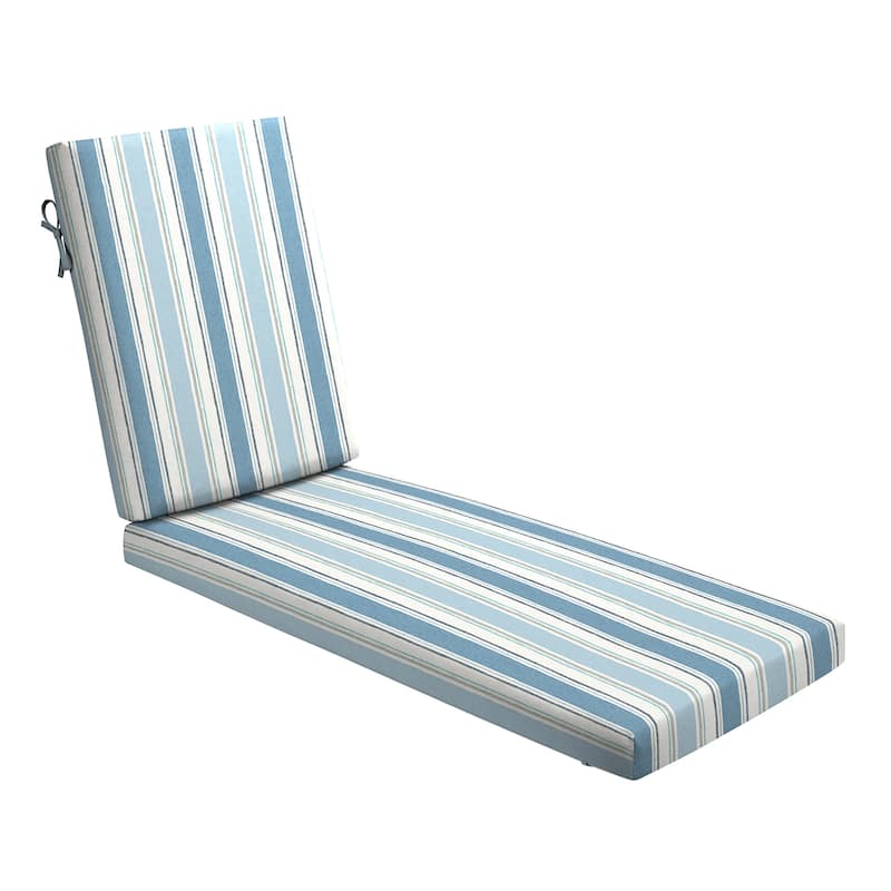 ARDEN Foam Outdoor Chaise Lounge Cushion, 21 x 72 - French Blue Linen Stripe