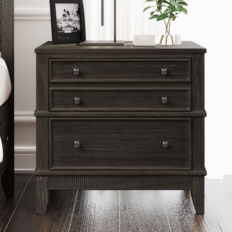 3-Drawer Natural Nightstand