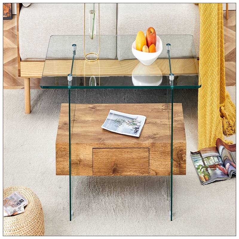 43.3 Inch Modern Two-Tier Coffee Table -Multifunctional Storage Design