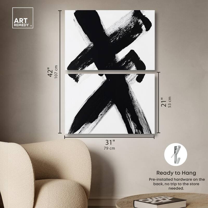 Black X Canvas Set of 2 by Art Remedy, Gallery Wrapped