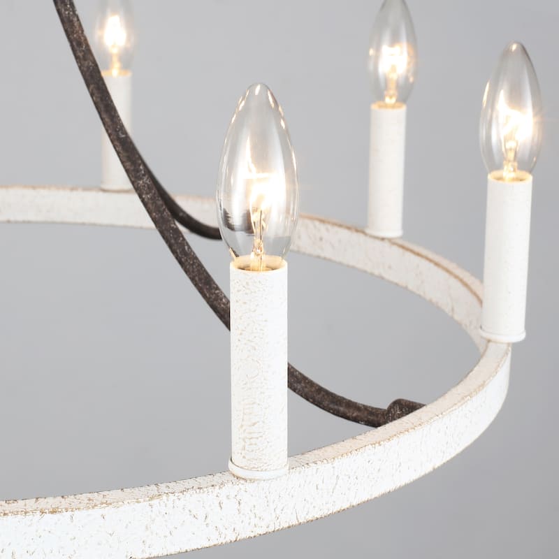 8-light Rustic Farmhouse Wagon Wheel Chandelier Candle Dining Room Lighting Fixtures for Kitchen Island Foyer - N/A
