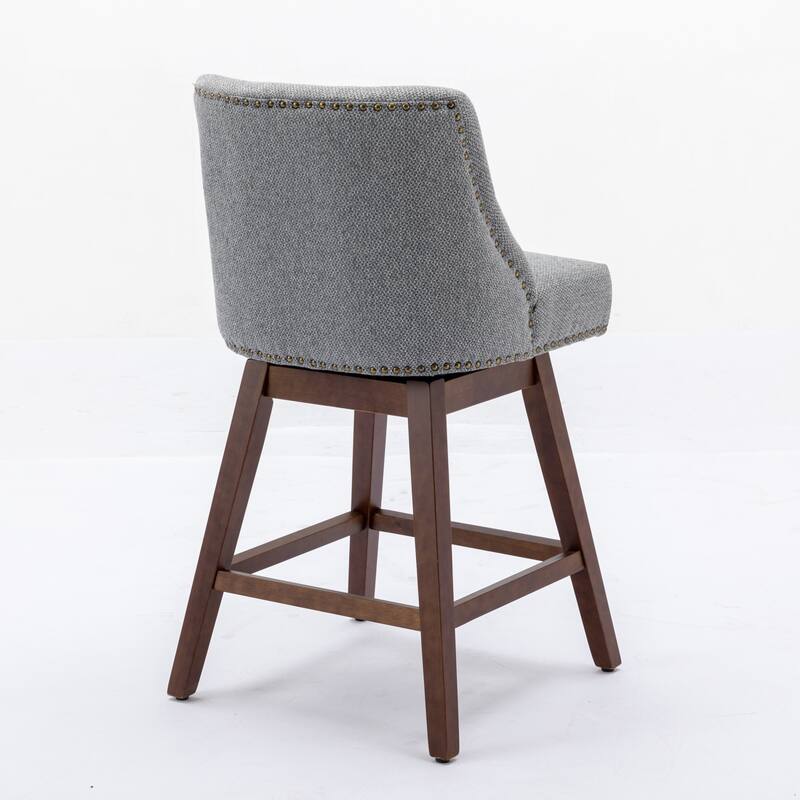 Roomfitters Counter Height Bar Stools Set of 2, 26'' Upholstered Swivel Dining Chairs with Curved Backrest