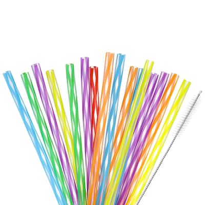 Reusable Straw, 48pcs Colorful Printing Hard Straw - Multicolor