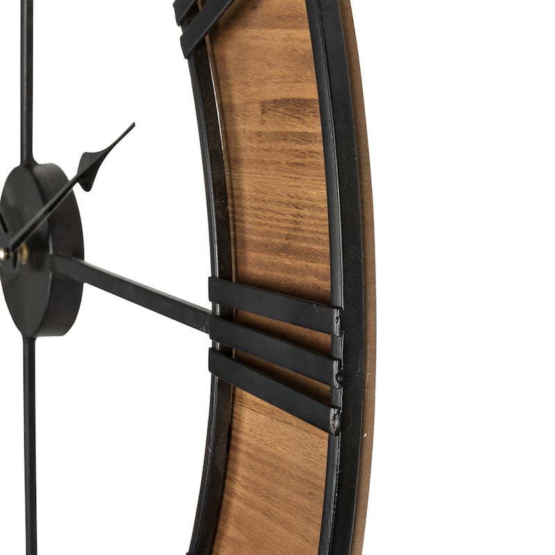 Glitzhome 30"D Oversized Farmhouse Wooden and Metal Wall Clock