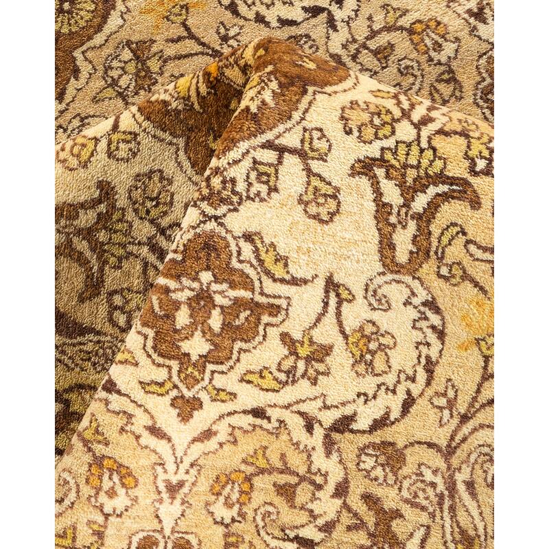 Overton Handknotted Wool Traditional Oriental Yellow Area Rug - 5' x 8'