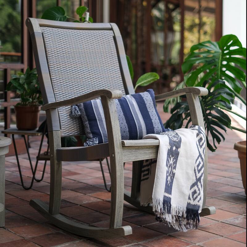 Cambridge Casual Clayton Mahogany/ PE Wicker Porch Rocking Chair