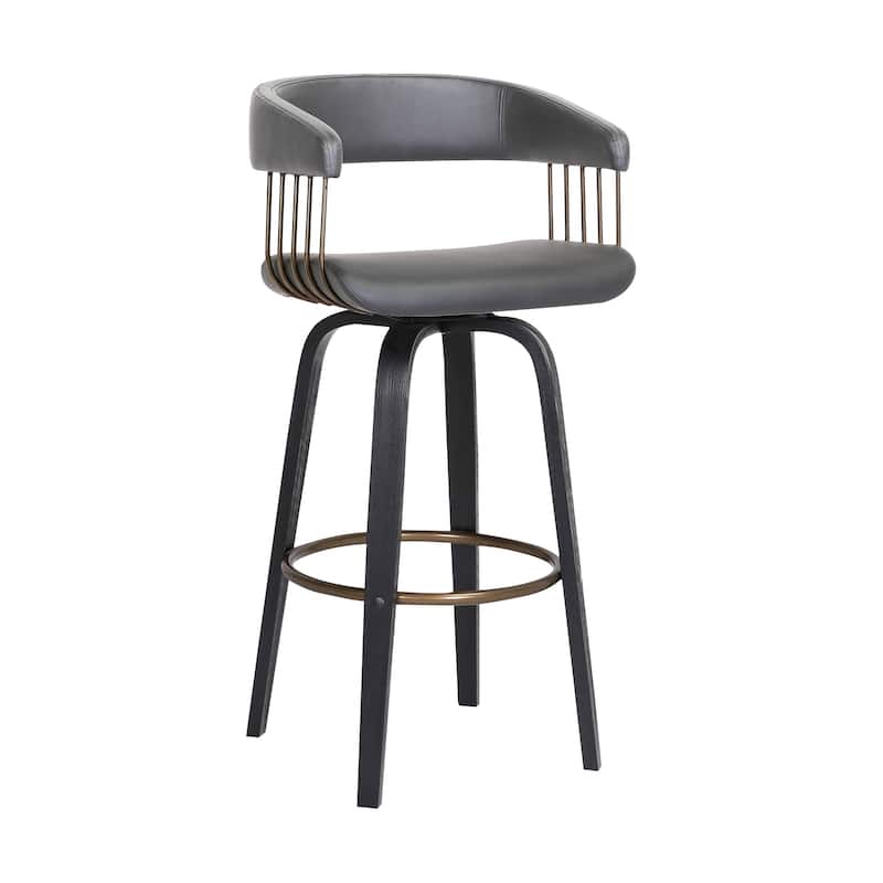 Topanga Modern Swivel Bar Stool, Upholstered Counter Height Chair with Bentwood Legs