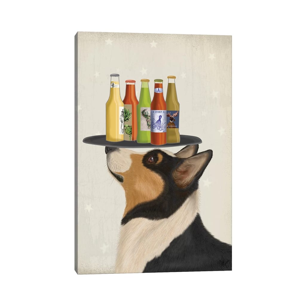 iCanvas "Corgi Tricolour Beer Lover" by Fab Funky Canvas Print