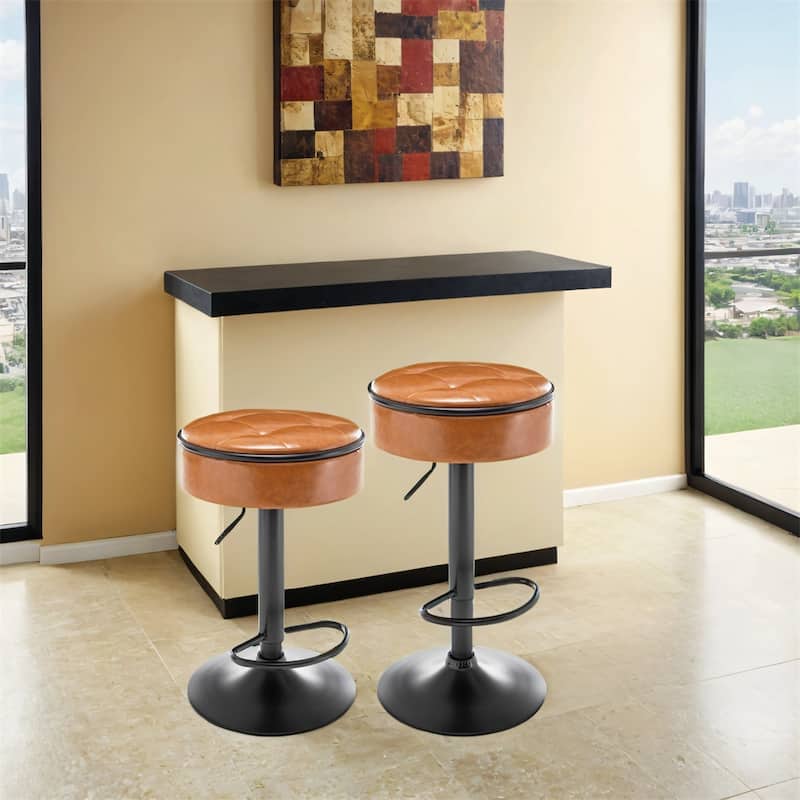 Round Storage Bar Stool,Height Adjustable Barstool,360 Swivel Stool