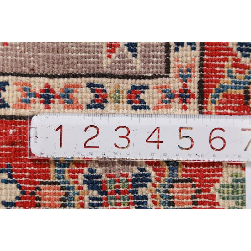 Geometric Kazak Accent Rug Hand-Knotted Wool Carpet - 2'0"x 3'0"