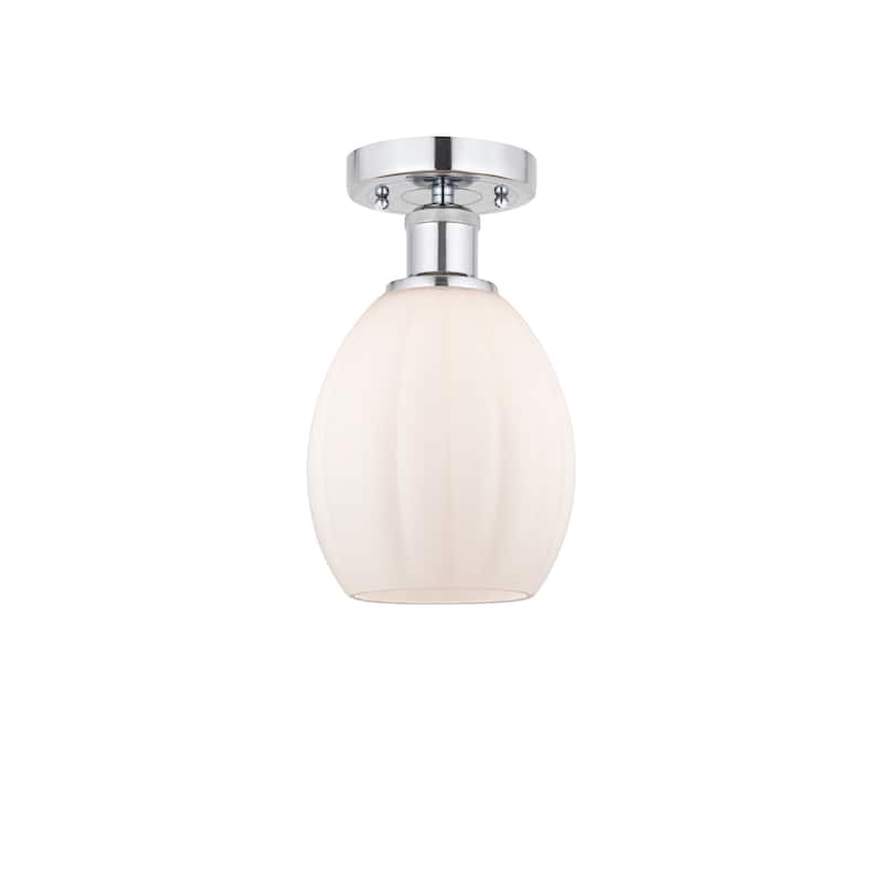 Innovations Lighting Eaton - 1 Light 6" Semi-Flush Mount - Polished Chrome/Matte White