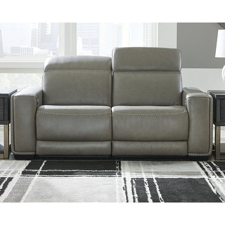Ashley Zane Manual Dual Reclining Loveseat, Soft Gray Faux Suede 80 Inch