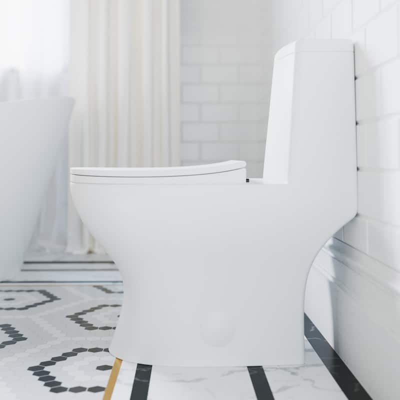 Ivy One Piece Toilet Dual Vortex Flush, Black Hardware 1.1/1.6 gpf - White