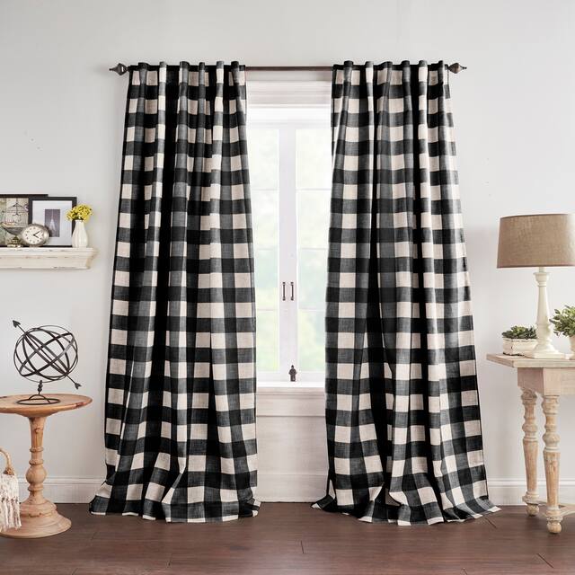 The Gray Barn Holly Buffalo Check Blackout Window Single Curtain Panel - 52"x95" - Black