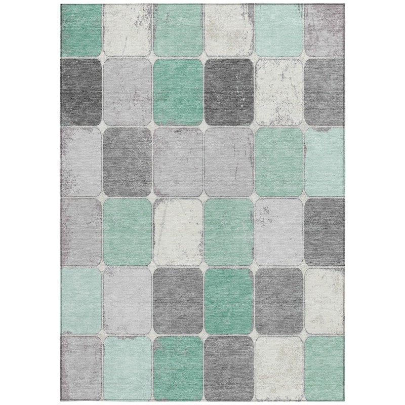 HomeRoots Geometric Transitional Rectangle Outdoor Rug