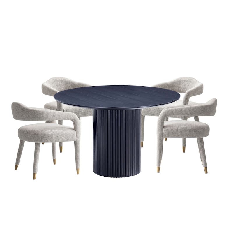 Manhattan Comfort 5-Piece Hathaway Modern 47.24 Solid Wood Round Dining Set