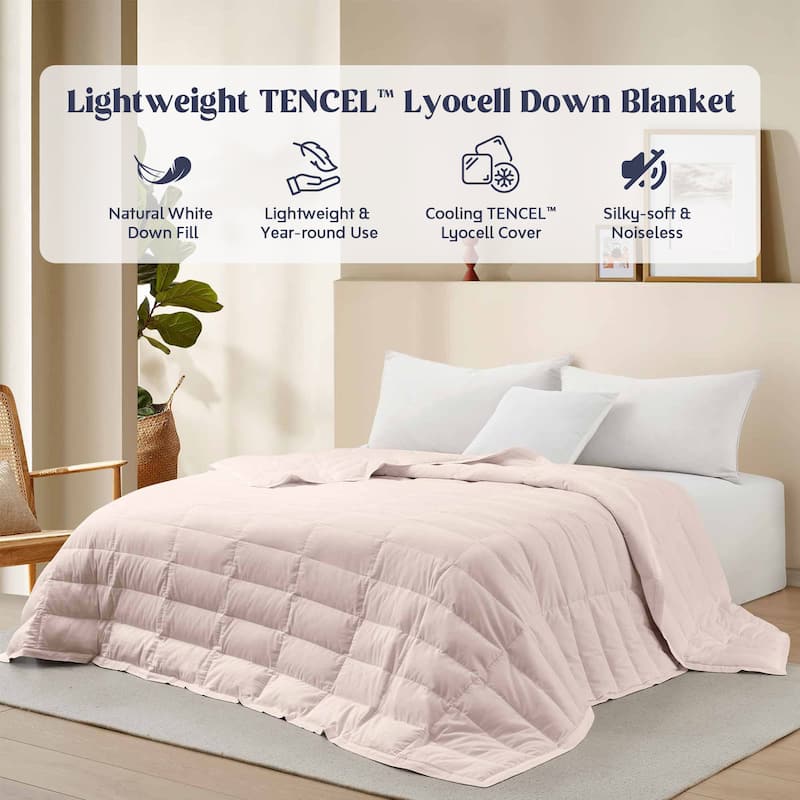 TENCEL Cooling Lightweight Down Blanket, Breathable Cool Touch Silky