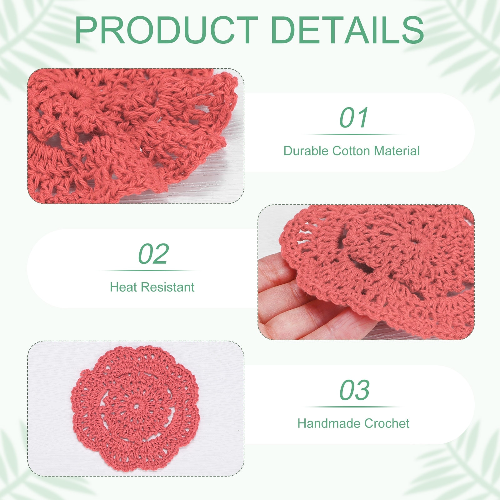 Handmade Crochet Coasters, Round Cotton Placemats for Table/Cup/Bowl/Vase/Tea Trays/Home Decoration, Lace Doilies Place Mats