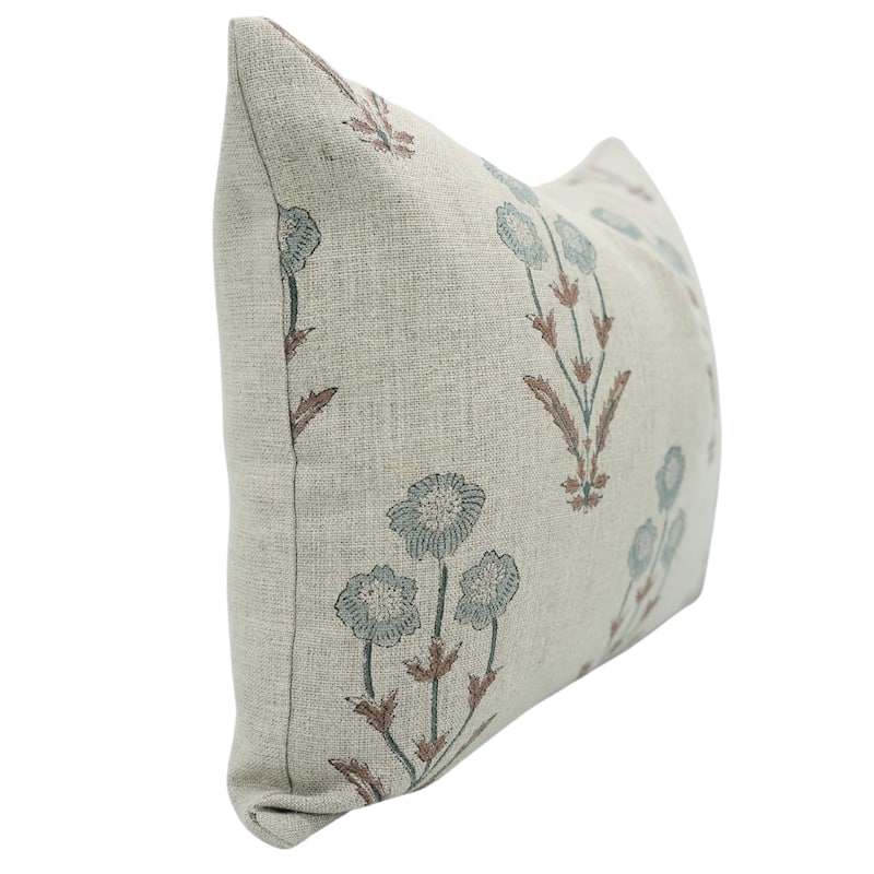 Fabdivine Thick Linen Block Print Pillow Cover Farmhouse Sofa, Amitabh