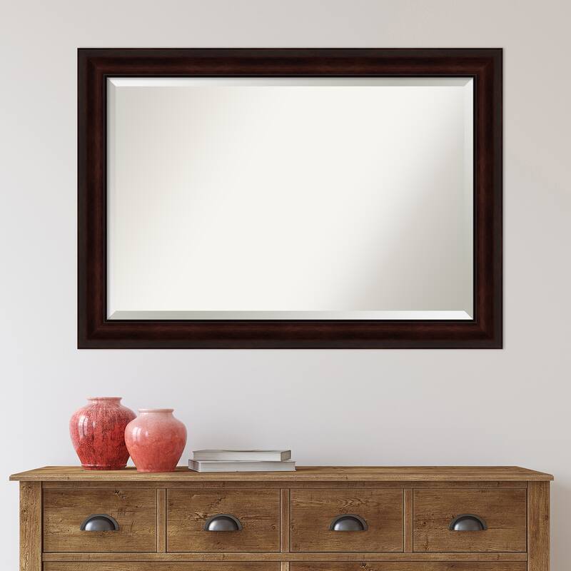 Beveled Wall Mirror - Coffee Bean Brown Frame - Coffee Bean Brown