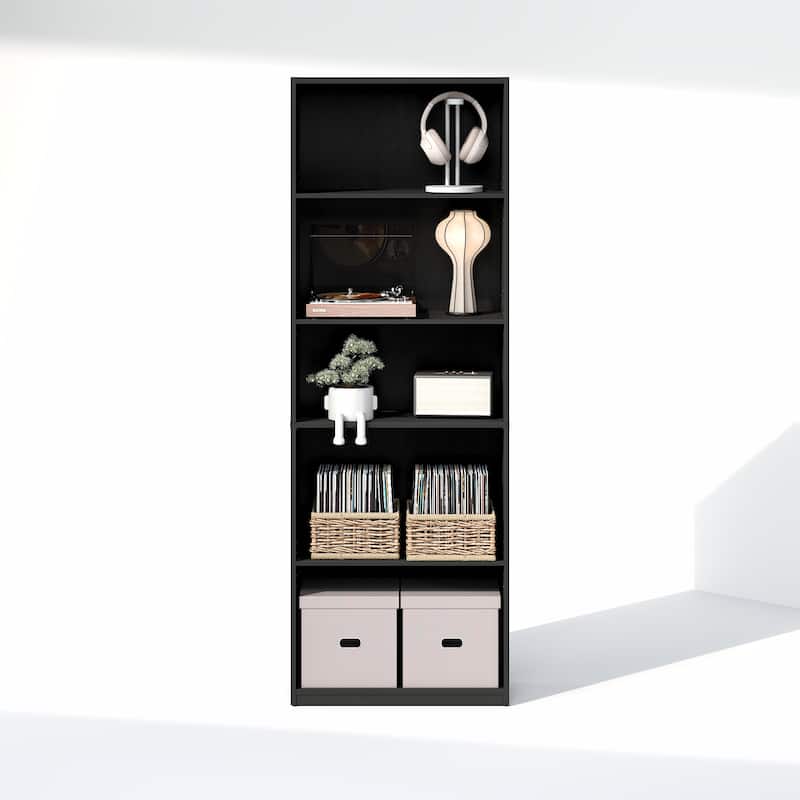 Furinno GEHRY 5-Tier Media Storage, CD DVD Media Tower, with Adjustable Shelves, for Living Room, Home Office