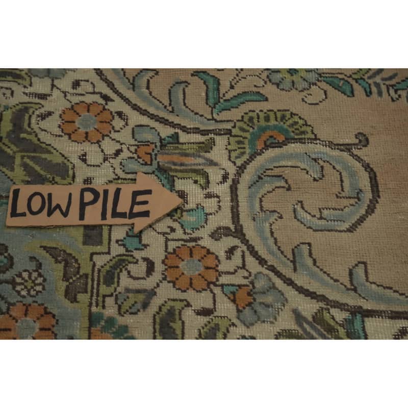Hand Knotted Oriental 100% Wool Carpet Traditional Floral Beige & Ivories Tabriz Area Rug - 12' 9'' X 9' 8''