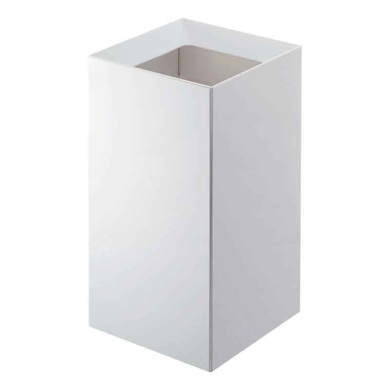 Yamazaki Home Trash Can - Two Styles, ABS Plastic, Short, 2.4 gallons, 9 liters - White
