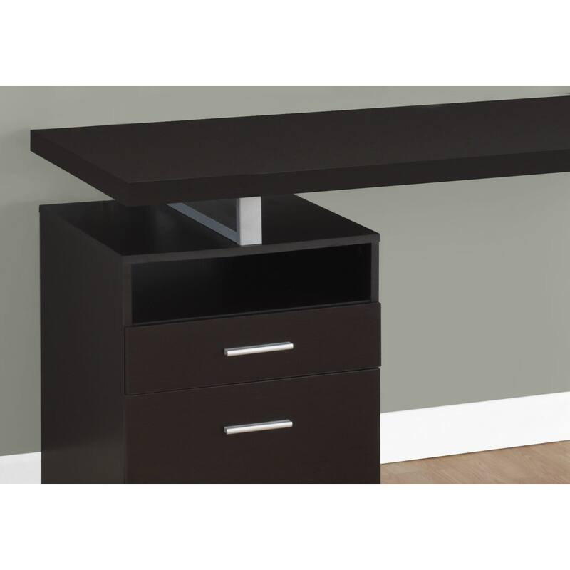 Luxury Computer Desk with Storage - Modern Home Office Desk, 60 Inch Laptop Table, Walnut Grey Finish