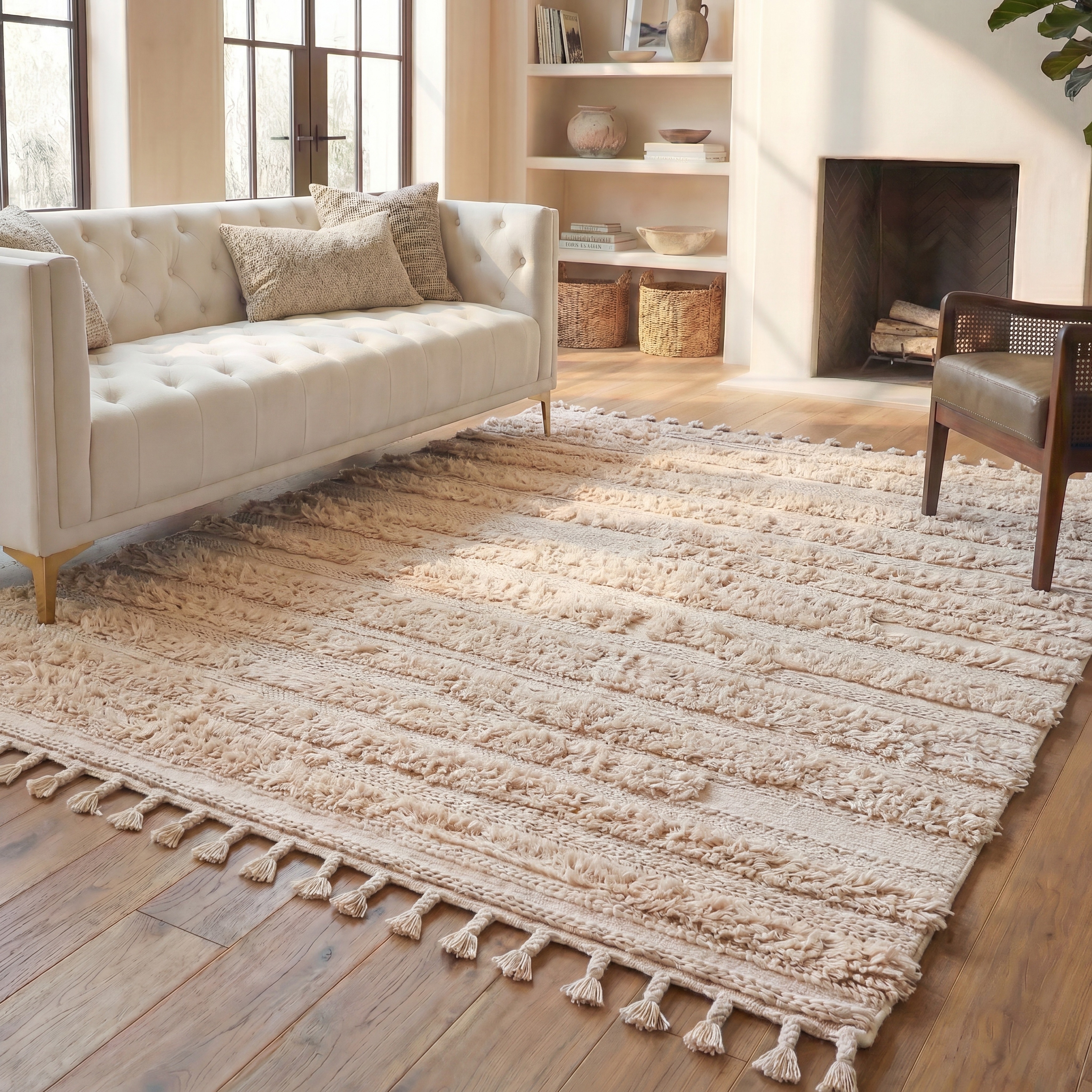 SAFAVIEH Handmade Casablanca Sofja Shag Textured Moroccan Wool Area