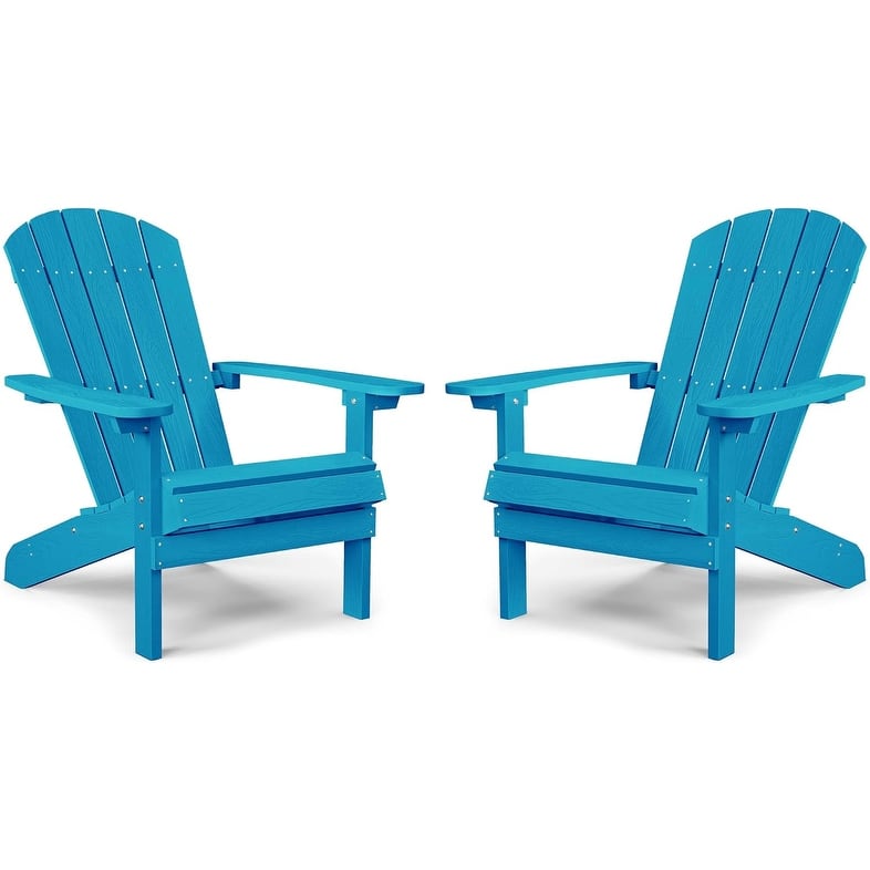 WINSOON All Weather HIPS Outdoor Plastic Adirondack Chairs Set of 2 - Pacific Blue