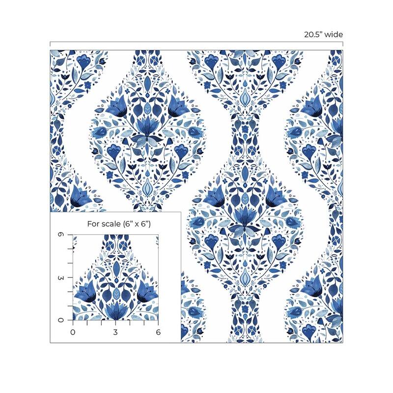 NextWall Floral Ogee Peel and Stick Wallpaper
