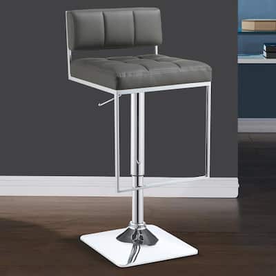 Classic Adjustable Metal Bar Stool, Gray & Silver - 33 H x 18.75 W x 17 L Inches