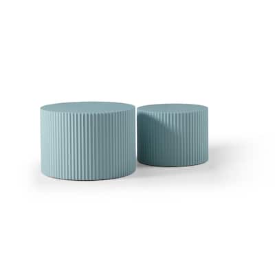 MDF Nesting Table Set of 2, Handcraft Round Coffee Table for Living Room/Leisure Area