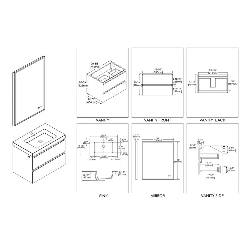 LED Lighted Floating / Wall Huang Vanity with Acrylic Sink and Comfortable Dimmed Vanity Light