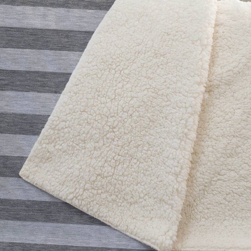 Premium Machine Washable Casual Stripes Sherpa Throw Blanket