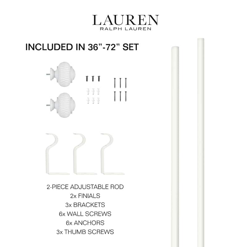 Lauren Ralph Lauren Cayson 1" Adjustable Window Curtain Rod and Finial Set