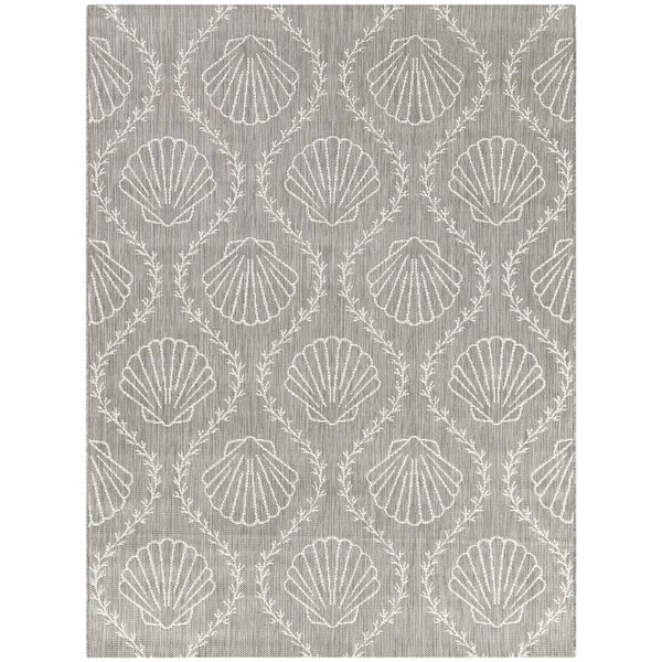 slide 2 of 5, Maiano Coastal Shell Trellis Indoor/Outdoor Area Rug 5'3" x 7' - Taupe
